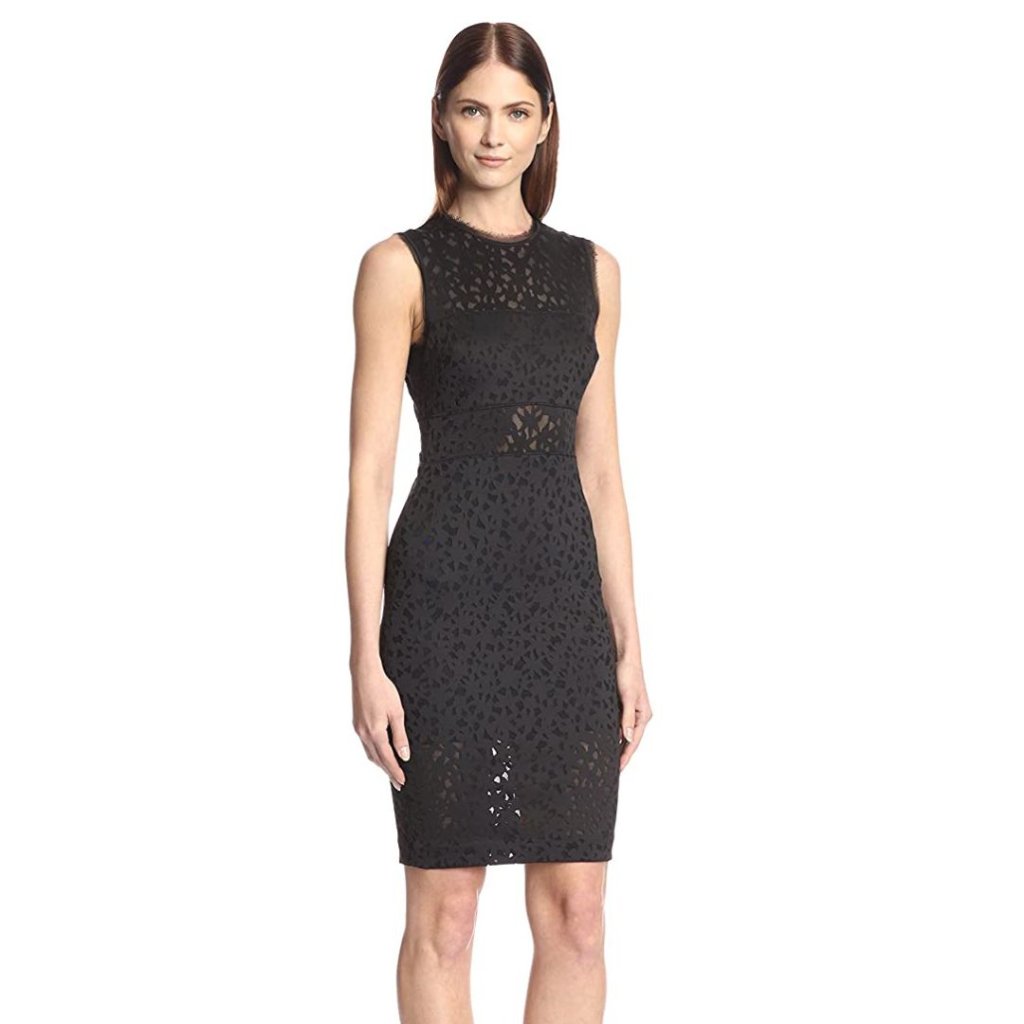 Elizabeth And James Black Levine Dress Mesh Size 6 Laser Cut